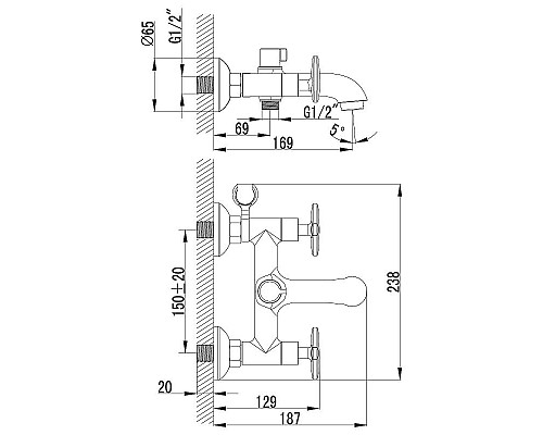 Заказать Смеситель для ванны Lemark Plus Spirit LM1912C Хром в магазине сантехники Santeh-Crystal.ru