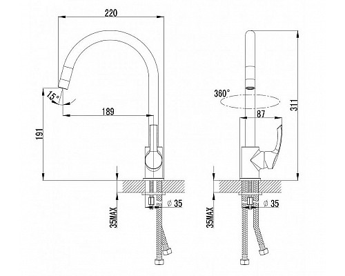 Купить Смеситель для кухни Lemark Plus Strike LM1105C Хром в магазине сантехники Santeh-Crystal.ru
