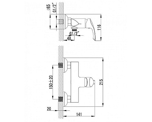 Купить Смеситель для душа Lemark Plus Strike LM1103C Хром в магазине сантехники Santeh-Crystal.ru