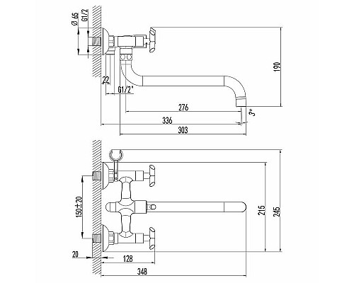 Приобрести Смеситель для ванны Lemark Practica LM7551C универсальный Хром в магазине сантехники Santeh-Crystal.ru
