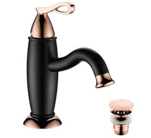 Смеситель для раковины Lemark Prime LM6106BRG Черный матовый Розовое золото