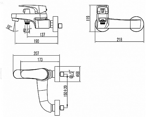 Купить Смеситель для ванны Lemark Shift LM4334C Хром в магазине сантехники Santeh-Crystal.ru