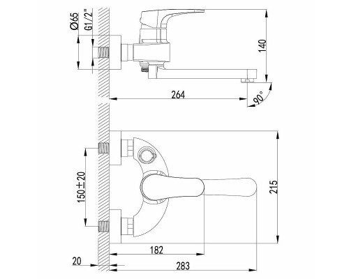 Заказать Смеситель для ванны Lemark Shift LM4314C универсальный Хром в магазине сантехники Santeh-Crystal.ru