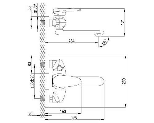 Купить Смеситель для ванны Lemark Status LM4414C универсальный Хром в магазине сантехники Santeh-Crystal.ru