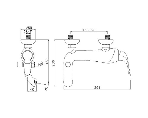 Купить Смеситель для ванны Lemark Swan LM5402BG Черный матовый Золото в магазине сантехники Santeh-Crystal.ru