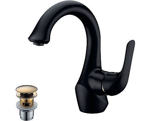 Приобрести Смеситель для раковины Lemark Swan LM5406BG Черный матовый Золото в магазине сантехники Santeh-Crystal.ru