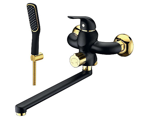 Приобрести Смеситель для ванны Lemark Swan LM5451BG универсальный Черный матовый Золото в магазине сантехники Santeh-Crystal.ru