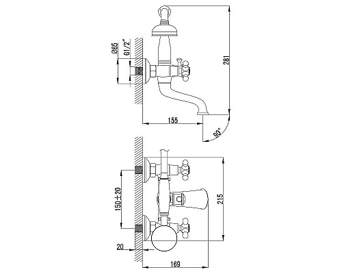 Заказать Смеситель для ванны Lemark Vintage LM2812B Бронза в магазине сантехники Santeh-Crystal.ru