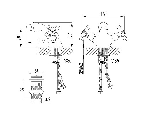 Приобрести Смеситель для биде Lemark Vintage LM2808B Бронза в магазине сантехники Santeh-Crystal.ru