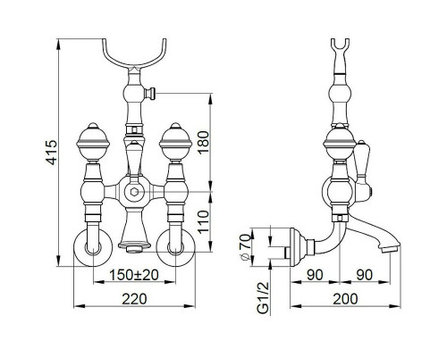 Приобрести Смеситель для ванны Migliore Cristalia 18585 Хром в магазине сантехники Santeh-Crystal.ru