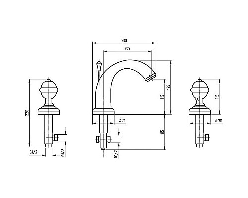 Заказать Смеситель для раковины Migliore Cristalia 18583 Бронза в магазине сантехники Santeh-Crystal.ru
