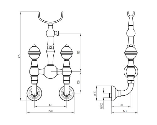 Приобрести Смеситель для душа Migliore Cristalia New 27183 Золото в магазине сантехники Santeh-Crystal.ru