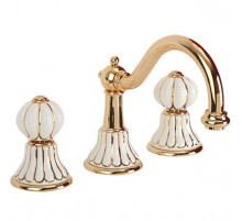 Смеситель для раковины Migliore Olivia 19031 Белый Золото декор Золото