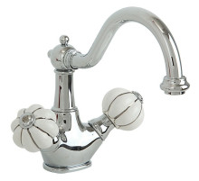 Смеситель для раковины Migliore Olivia 19016 Хром Белый декор Платина