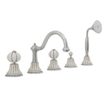 Смеситель на борт ванны Migliore Olivia 19013 Хром Белый декор Платина