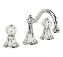 Смеситель для раковины Migliore Olivia 19015 Хром Белый с декором Платина