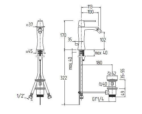 Заказать Смеситель для биде Migliore Opera 19048 Золото в магазине сантехники Santeh-Crystal.ru