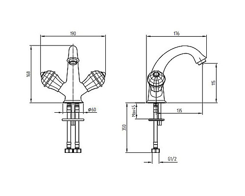 Приобрести Смеситель для раковины Migliore Prestige Crystal 28006 Хром в магазине сантехники Santeh-Crystal.ru