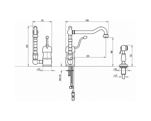 Заказать Смеситель для кухни Migliore Queen Nostalgia 18283 Золото в магазине сантехники Santeh-Crystal.ru
