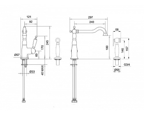 Купить Смеситель для кухни Migliore Cucina Oxford 25796 Хром Белый в магазине сантехники Santeh-Crystal.ru