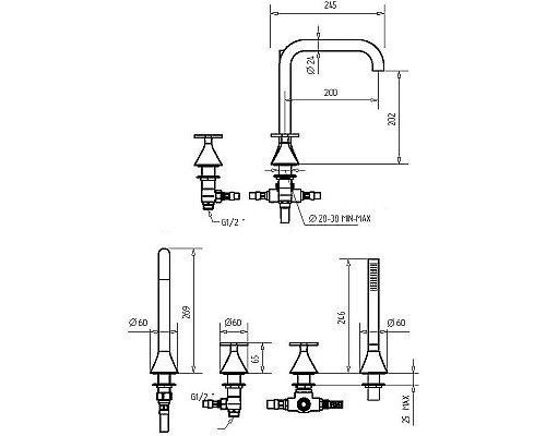 Приобрести Смеситель на борт ванны Migliore Sirius 28172 Золото в магазине сантехники Santeh-Crystal.ru
