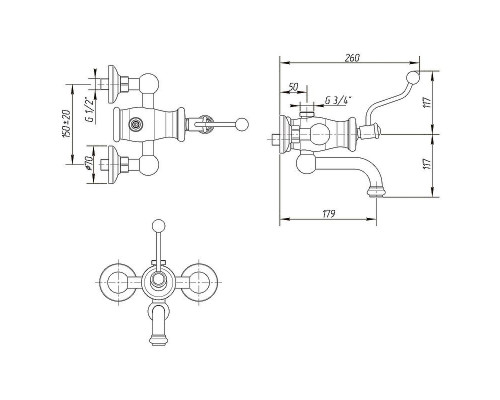 Заказать Смеситель для ванны Migliore Vivaldi 19541 Хром в магазине сантехники Santeh-Crystal.ru