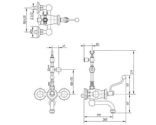 Купить Смеситель для ванны Migliore Vivaldi 19544 Золото в магазине сантехники Santeh-Crystal.ru