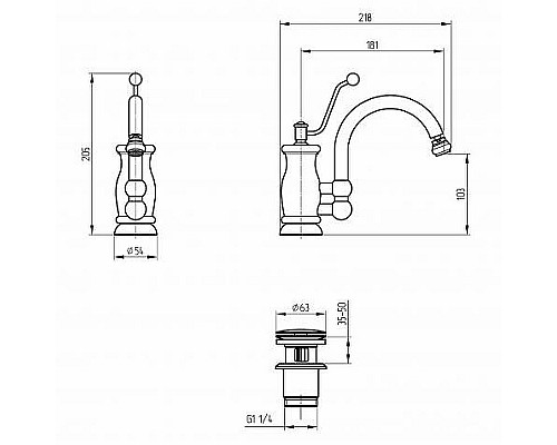 Купить Смеситель для биде Migliore Vivaldi 19543 Золото в магазине сантехники Santeh-Crystal.ru