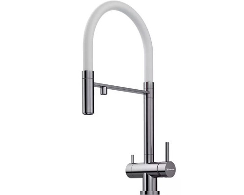 Купить Смеситель для кухни Omoikiri Kanto-BN-WH 4994298 Нержавеющая сталь Белый в магазине сантехники Santeh-Crystal.ru