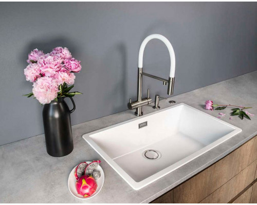 Купить Смеситель для кухни Omoikiri Kanto-BN-WH 4994298 Нержавеющая сталь Белый в магазине сантехники Santeh-Crystal.ru