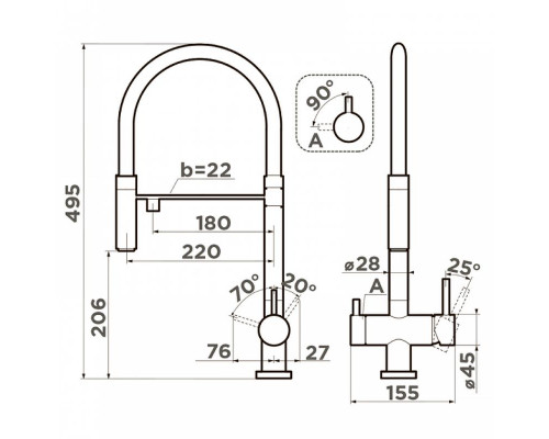 Купить Смеситель для кухни Omoikiri Kanto-BN-WH 4994298 Нержавеющая сталь Белый в магазине сантехники Santeh-Crystal.ru