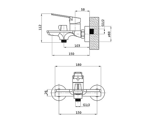 Заказать Смеситель для ванны Orange Flat M12-100cr Хром в магазине сантехники Santeh-Crystal.ru