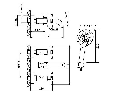 Заказать Смеситель для ванны Orange Mia M34-300gr Графит в магазине сантехники Santeh-Crystal.ru