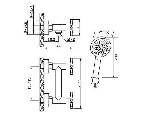 Приобрести Смеситель для душа Orange Mia M34-320ni Никель в магазине сантехники Santeh-Crystal.ru