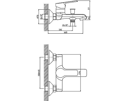 Заказать Смеситель для ванны Orange Prim M42-100cr Хром в магазине сантехники Santeh-Crystal.ru