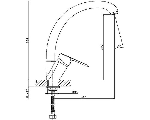 Купить Смеситель для кухни Orange Prim M42-002cr Хром в магазине сантехники Santeh-Crystal.ru