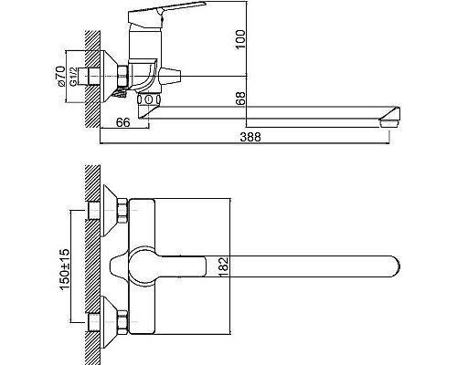 Купить Смеситель для ванны Orange Prim M42-211cr универсальный Хром в магазине сантехники Santeh-Crystal.ru