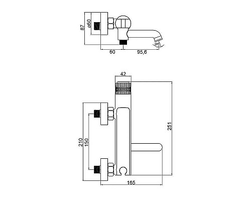 Приобрести Смеситель для ванны Orange Pure M02-100cr Хром в магазине сантехники Santeh-Crystal.ru