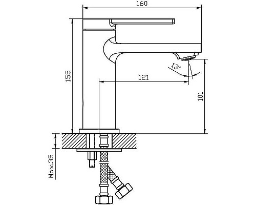 Приобрести Смеситель для раковины Orange Splito M36-021cr Хром в магазине сантехники Santeh-Crystal.ru