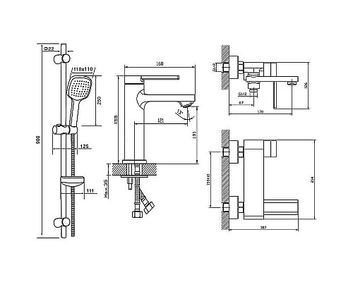 Приобрести Комплект смесителей Orange Splito M36-311cr Хром в магазине сантехники Santeh-Crystal.ru