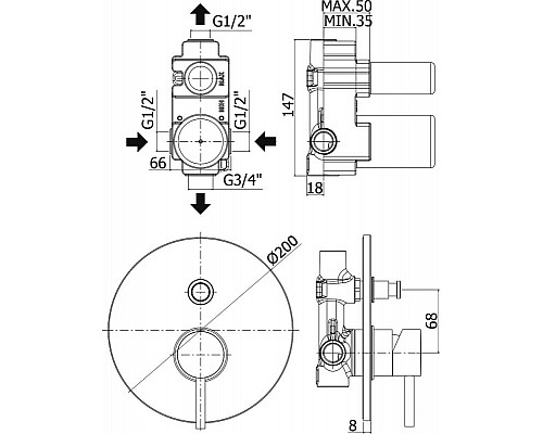 Приобрести Смеситель для душа Paffoni Light LIG015ST Сталь в магазине сантехники Santeh-Crystal.ru