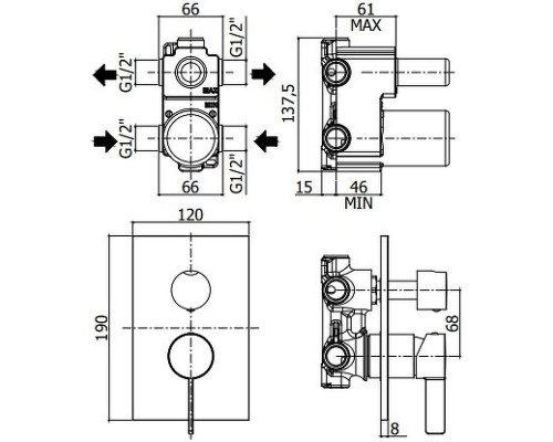 Заказать Смеситель для душа Paffoni Rock RO018CR Хром в магазине сантехники Santeh-Crystal.ru