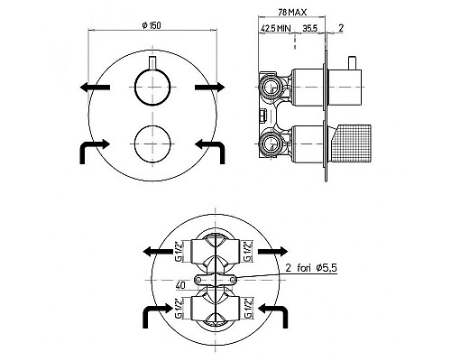 Купить Смеситель для душа Paini Cox Grip 7GPJ6911 Золото матовое в магазине сантехники Santeh-Crystal.ru