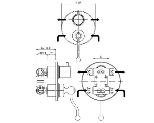 Купить Смеситель для душа Paini Duomo 88F36911 Старая бронза в магазине сантехники Santeh-Crystal.ru