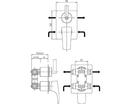 Приобрести Смеситель для душа Paini Lady 89CR6911 Хром в магазине сантехники Santeh-Crystal.ru