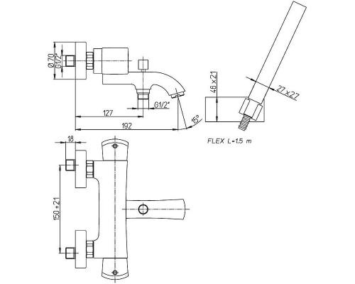 Заказать Смеситель для ванны Paini Lady 89YO105TH с термостатом Черный матовый Хром в магазине сантехники Santeh-Crystal.ru