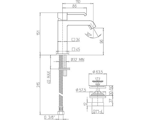 Заказать Смеситель для раковины Paini Q 19CR211ESR Хром в магазине сантехники Santeh-Crystal.ru