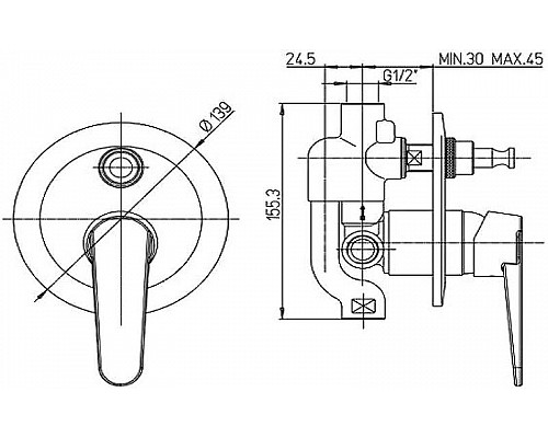 Приобрести Смеситель для душа Paini Ventus 93CR691 Хром в магазине сантехники Santeh-Crystal.ru