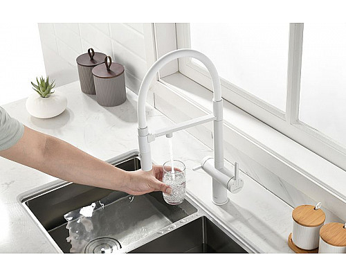 Купить Смеситель для кухни Paulmark Gravity Gr213188-431 Белый матовый в магазине сантехники Santeh-Crystal.ru