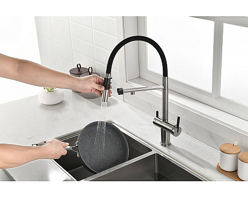 Santeh-Crystal.ru: Смеситель для кухни Paulmark Gravity Gr213188-NI Никель Черный Заказать Смеситель для кухни Paulmark Gravity Gr213188-NI Никель Черный в магазине сантехники Santeh-Crystal.ru